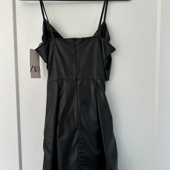 NWT ZARA Faux Leather Mini Dress Size: M - Picture 5 of 6